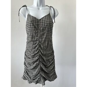 HOLLISTER White Black Ruched Mini Dress Sz: S Preppy Y2K Beach (b19)